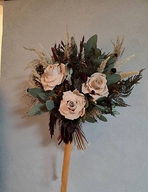 Kytice pre nevestu - Svadobná kytica zo sušených kvetov - 17963630_