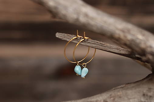 Náušnice kruhy larimar