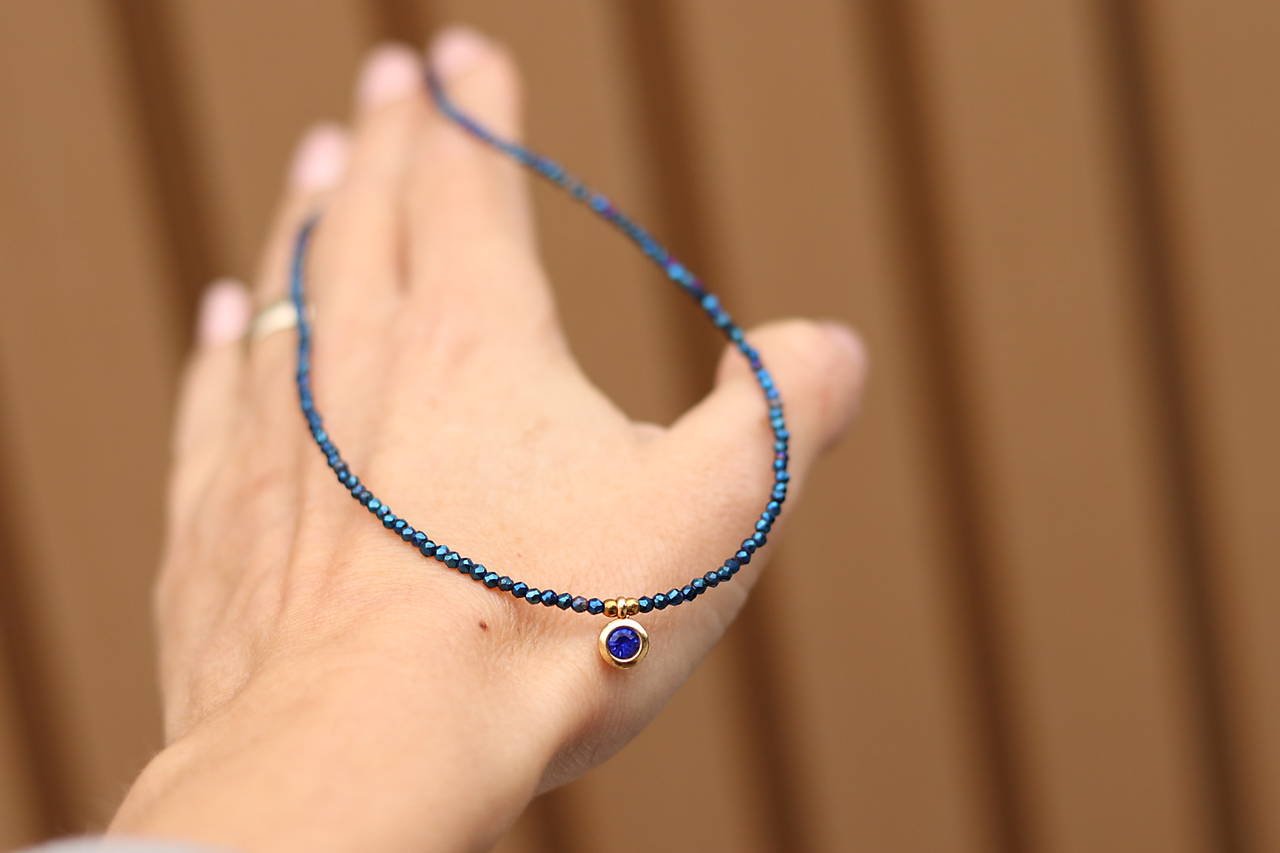 Náhrdelník zirkon blue flash