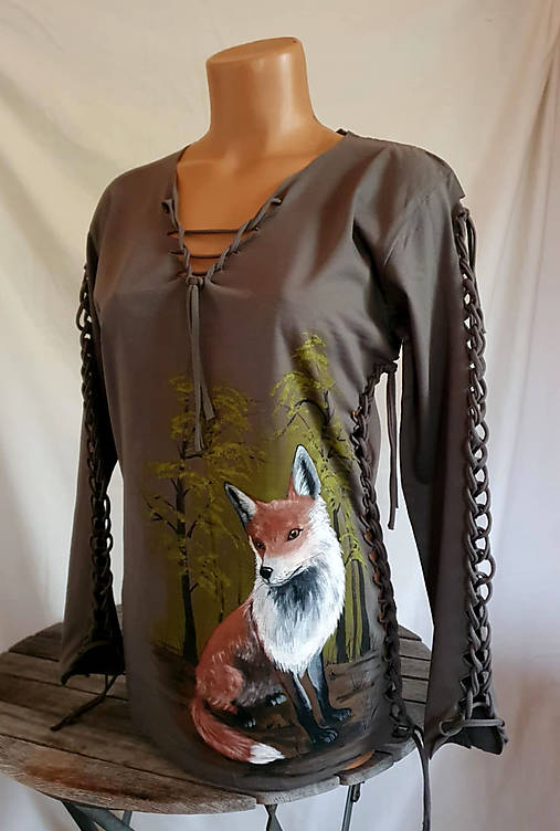 Topy, tričká, tielka - Hnědé prostříhané tričko s lištičkou - 17963583_