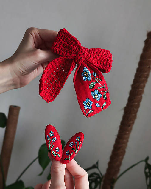 Mašľa/spona do vlasov (červená)