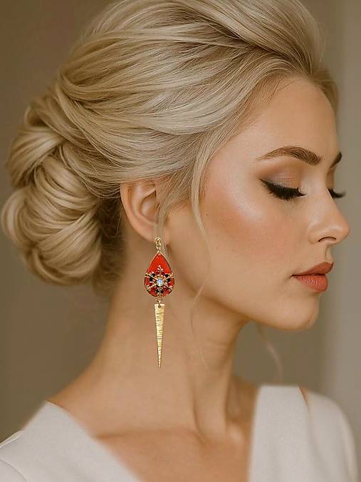 Náušnice - Napichovacie náušnice vianočné, červené, nerezová oceľ - 17961282_