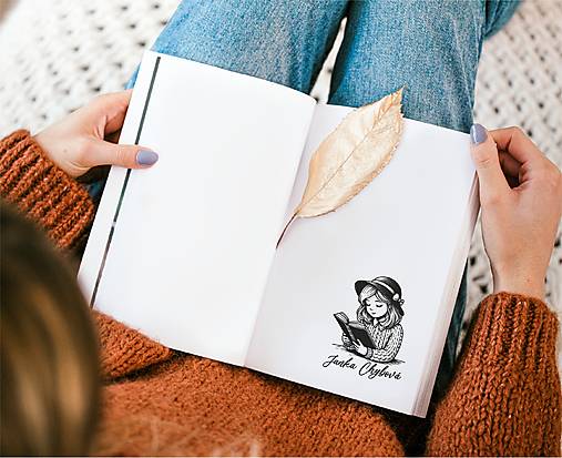 Papiernictvo - Pečiatka EX LIBRIS Dievčatko s knihou - 17967637_