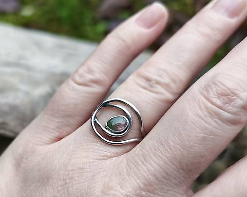 Strieborný Prsteň s melónovým Turmalínom