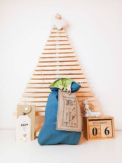 Úžitkový textil - Obojstranné Mikulášske vrecúško s menovkou - 17967380_