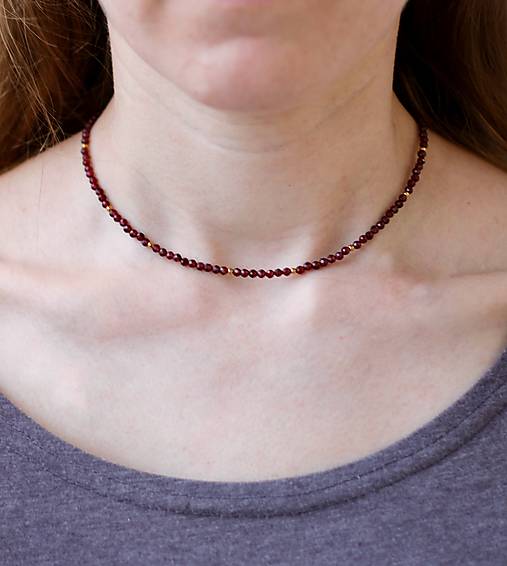 Náhrdelníky - Náhrdelník choker - granát - 17966889_