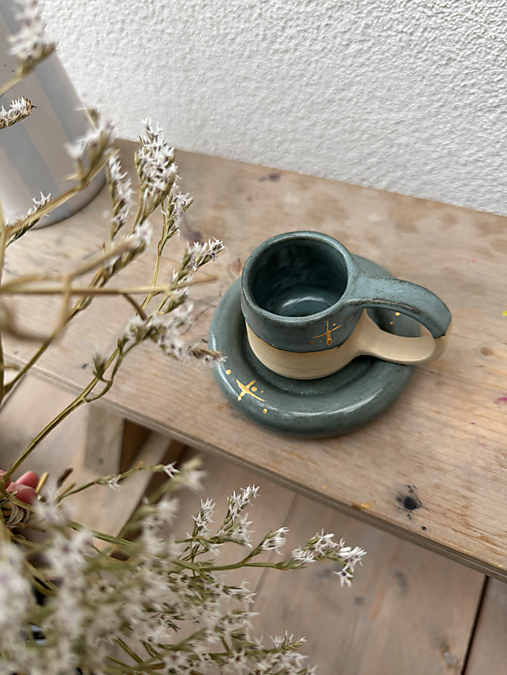 Nádoby - Malá šálka s podšálkou Nočná obloha - 17965843_