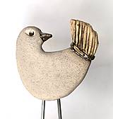 Dekorácie - Keramický vtáčik s nožičkami - zápich - 17965884_