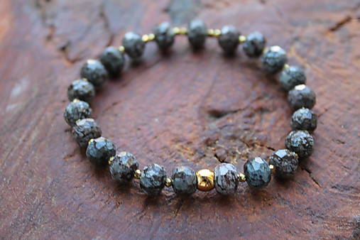 Obsidián vločkový hnedý rondelle výbrus