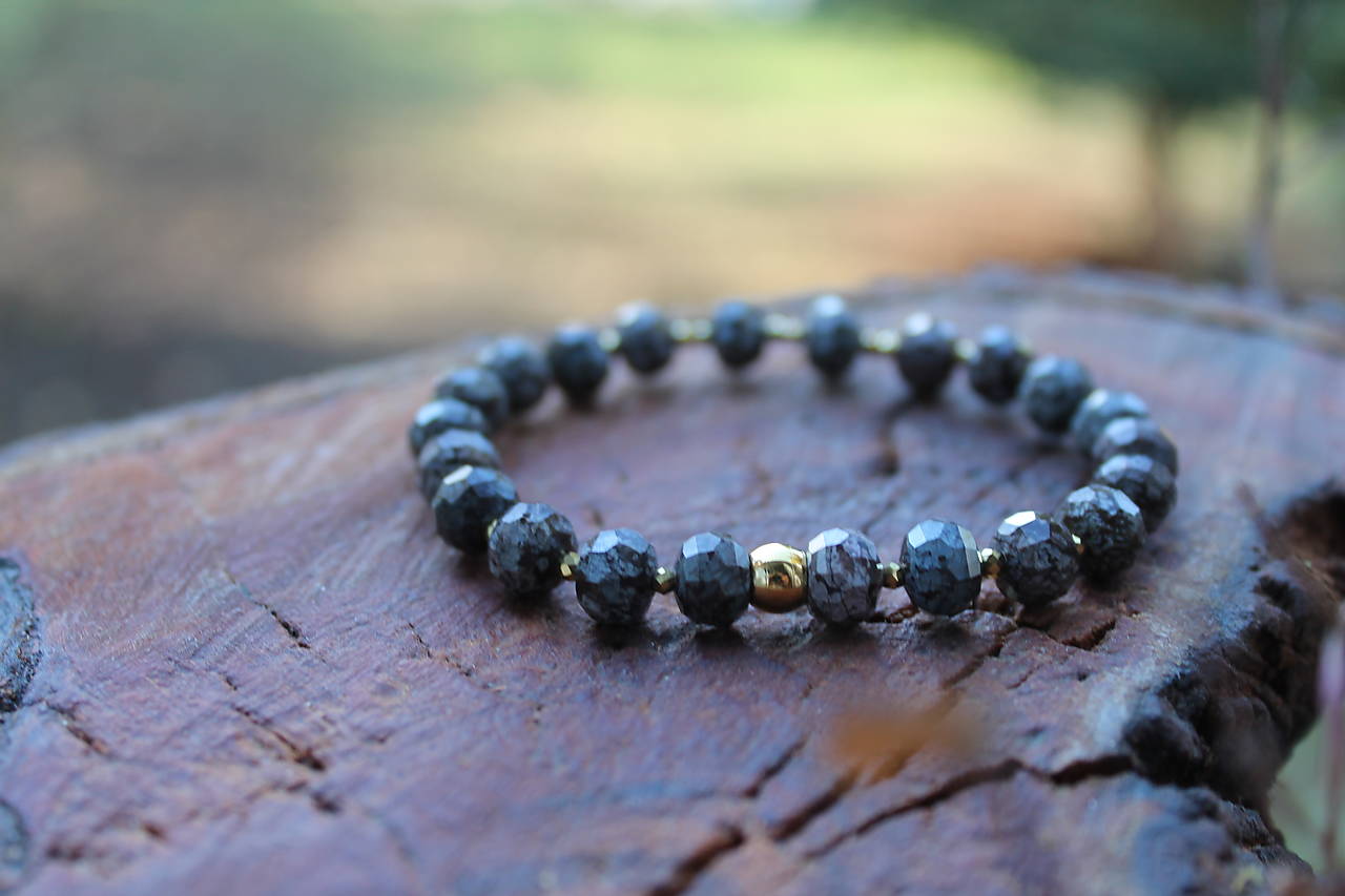 Obsidián vločkový hnedý rondelle výbrus