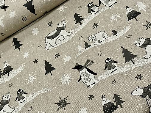 ❤️PREKRÁSNA ZIMNÁ DEKOR BAVLNA ❤️ ĽADOVÉ MEDVEDE/TUČNIAKY❤️RODINKY 