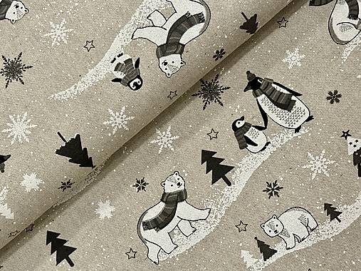 ❤️PREKRÁSNA ZIMNÁ DEKOR BAVLNA ❤️ ĽADOVÉ MEDVEDE/TUČNIAKY❤️RODINKY 