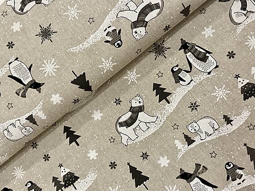 ❤️PREKRÁSNA ZIMNÁ DEKOR BAVLNA ❤️ ĽADOVÉ MEDVEDE/TUČNIAKY❤️RODINKY 