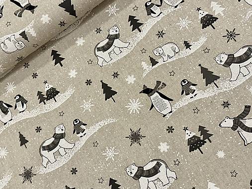 ❤️PREKRÁSNA ZIMNÁ DEKOR BAVLNA ❤️ ĽADOVÉ MEDVEDE/TUČNIAKY❤️RODINKY 