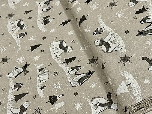 ❤️PREKRÁSNA ZIMNÁ DEKOR BAVLNA ❤️ ĽADOVÉ MEDVEDE/TUČNIAKY❤️RODINKY 