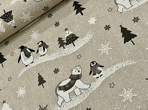 ❤️PREKRÁSNA ZIMNÁ DEKOR BAVLNA ❤️ ĽADOVÉ MEDVEDE/TUČNIAKY❤️RODINKY 