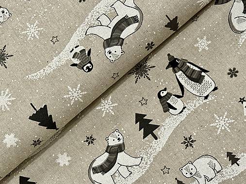 ❤️PREKRÁSNA ZIMNÁ DEKOR BAVLNA ❤️ ĽADOVÉ MEDVEDE/TUČNIAKY❤️RODINKY 