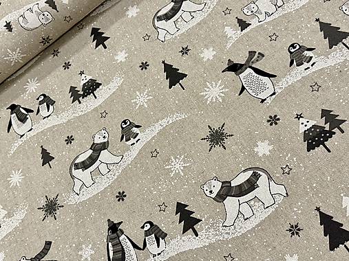 ❤️PREKRÁSNA ZIMNÁ DEKOR BAVLNA ❤️ ĽADOVÉ MEDVEDE/TUČNIAKY❤️RODINKY 