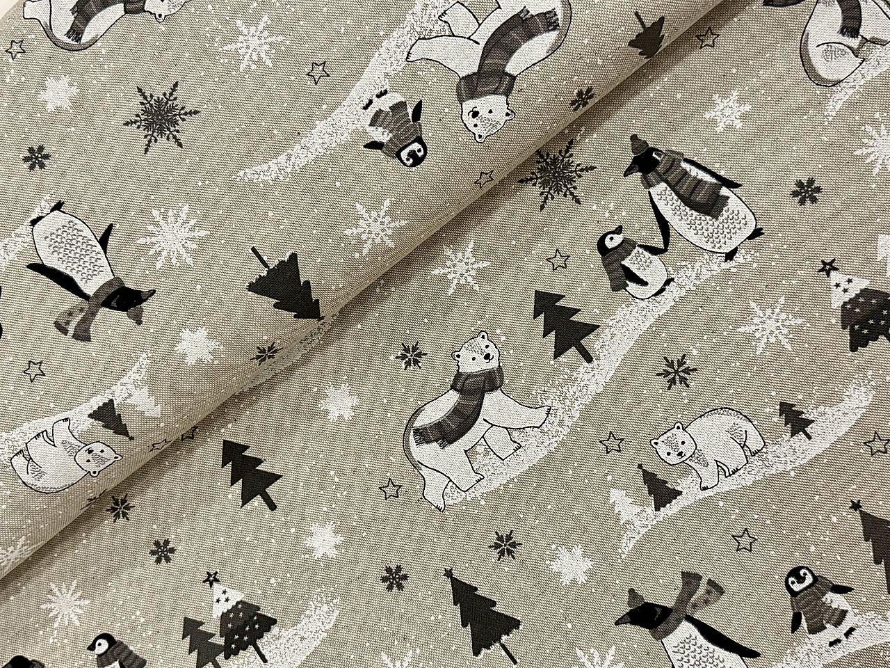 ❤️PREKRÁSNA ZIMNÁ DEKOR BAVLNA ❤️ ĽADOVÉ MEDVEDE/TUČNIAKY❤️RODINKY 