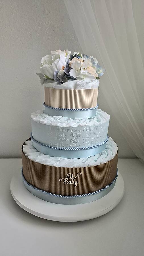 Detské doplnky - Plienková torta Vintage belasá - 17966772_