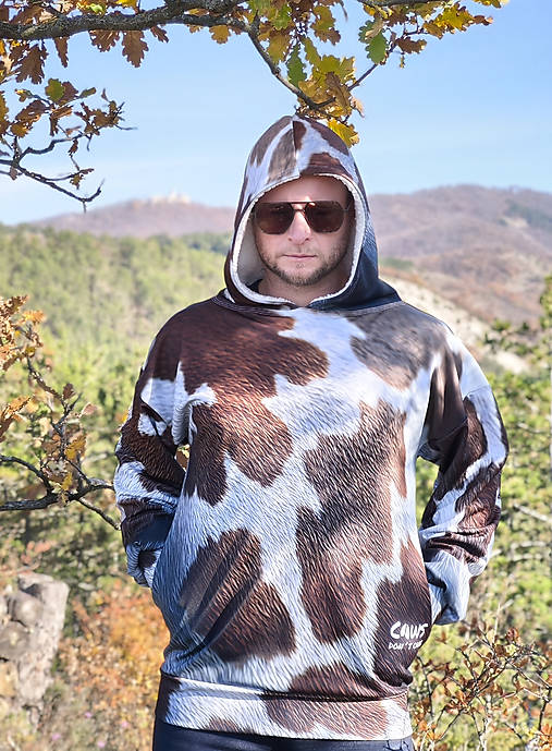 Pánske oblečenie - Cows don´t care - pánska termo mikina - 17966151_