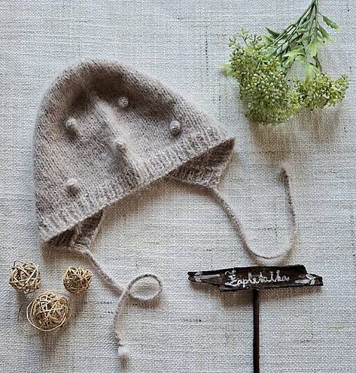 Čepček s guličkami, merino, alpaka, hodváb