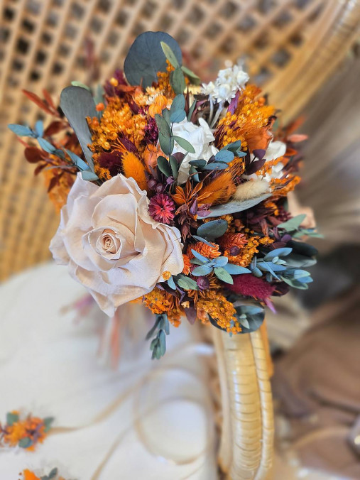 Kytice pre nevestu - Svadobná kytica zo sušených kvetov - 17965193_