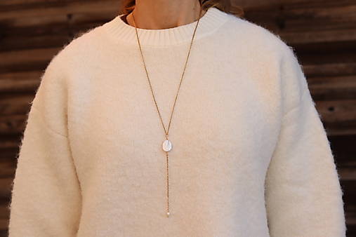 Náhrdelník v tvare Y Keshi perla