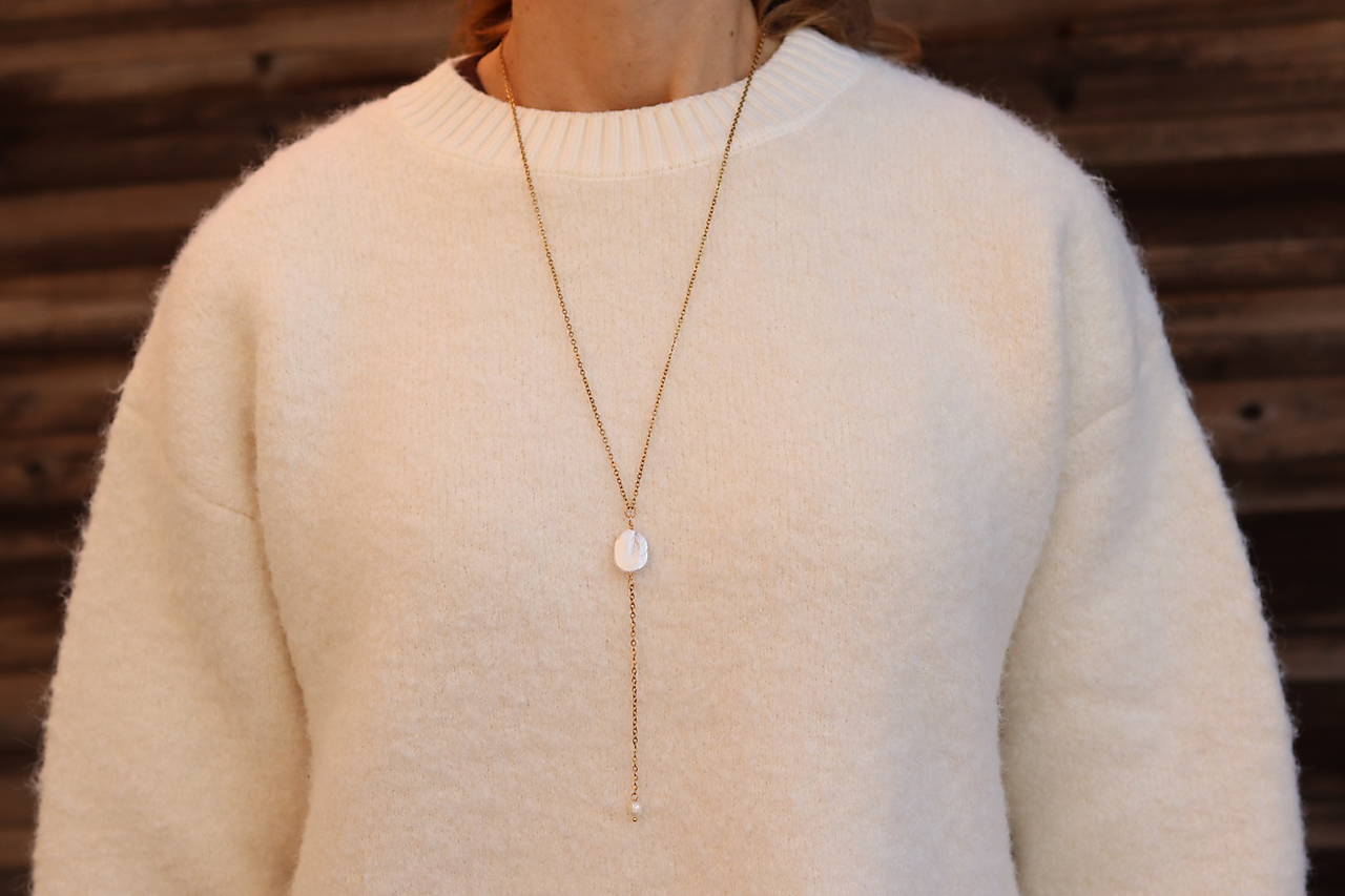 Náhrdelník v tvare Y Keshi perla