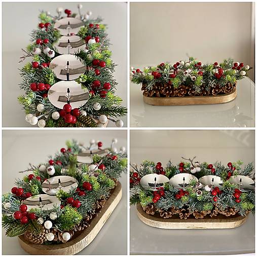 Adventný svietnik na stôl pre 4 sviečky