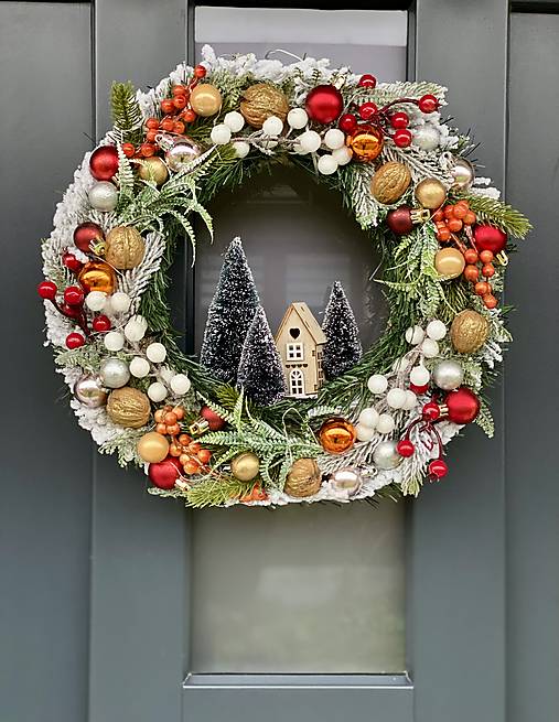 LEDVianočný veniec 36cm na dvere s LED podsvietením vianočná dekorácia Venček