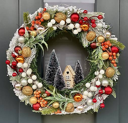 LEDVianočný veniec 36cm na dvere s LED podsvietením vianočná dekorácia Venček