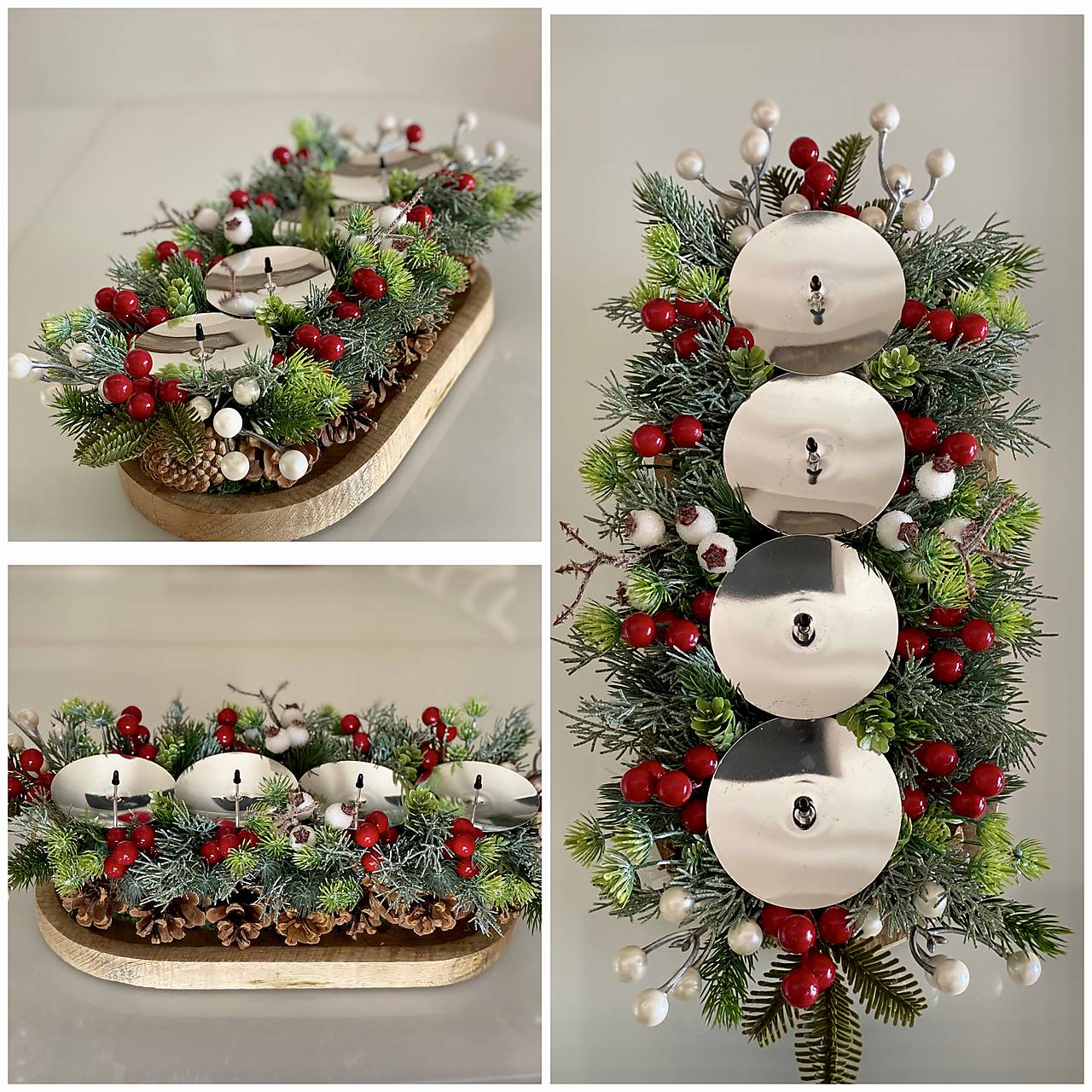 Adventný svietnik na stôl pre 4 sviečky