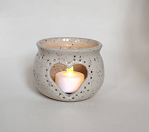 Svietidlá - Keramický svietnik srdiečko - 17965198_