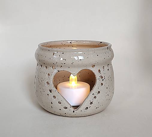 Svietidlá - Keramický svietnik srdiečko - 17965206_