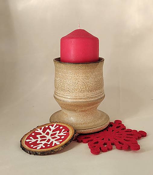 Svietidlá - Keramický svietnik na širokú sviečku - 17965548_