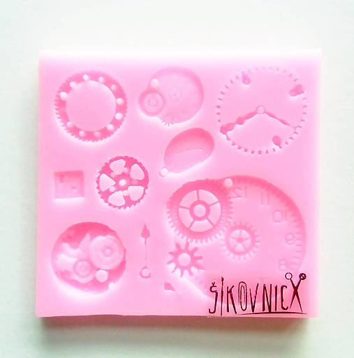 - 50% silikónová forma, ozubené kolieska z hodín, 8,2x8,6 cm, pôvod.cena 6,50€