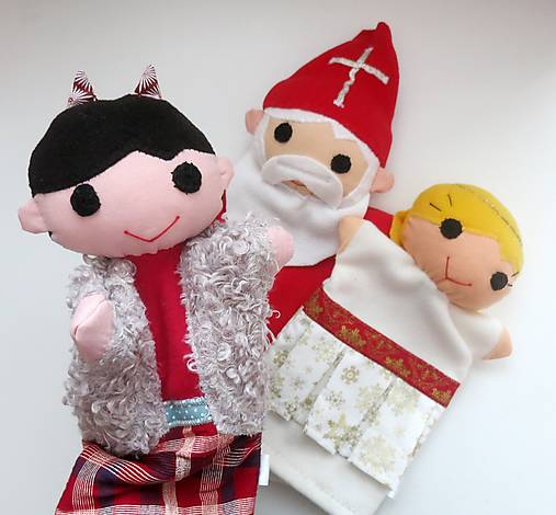 Sada maňušiek na ruku (Mikuláš, anjelik a čertík)