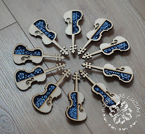 Sady šperkov - Brošňa modrotlač (Husličky) - 17968948_