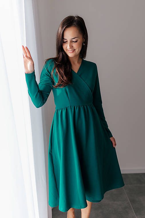 Šaty - Zavinovacie MIDI šaty - rôzne farby - 17969129_