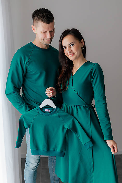 Šaty - Rodinný set - petrolejová - 17969292_