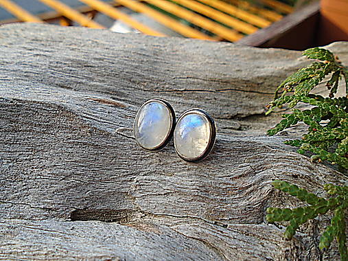 Strieborné náušnice Ag925 Mesačný kameň