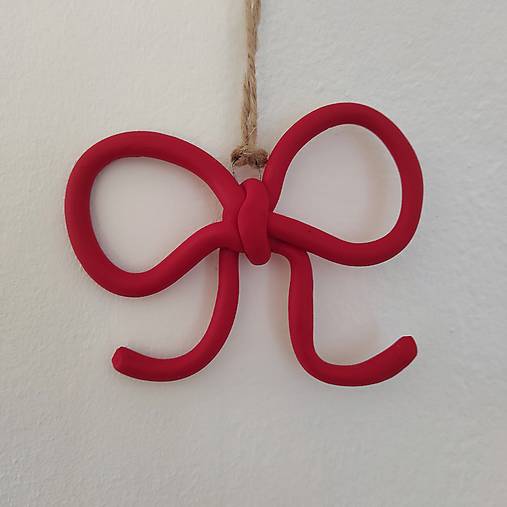 Vianočná červená mašlička - 3D ozdoba na stromček