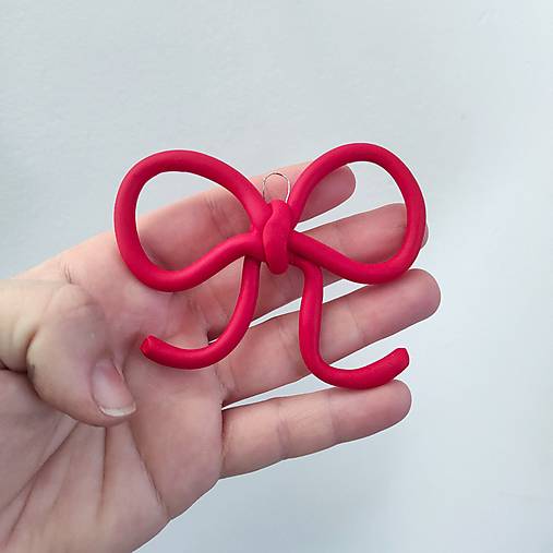 Vianočná červená mašlička - 3D ozdoba na stromček