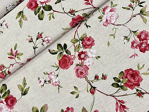 BAVLNA DEKOR / RUŽE NA REŽNOM PODKLADE