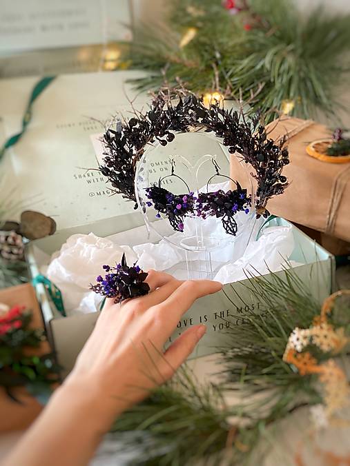 Darčekový box "lesná čarodejka" - korunka, prsteň a náušnice