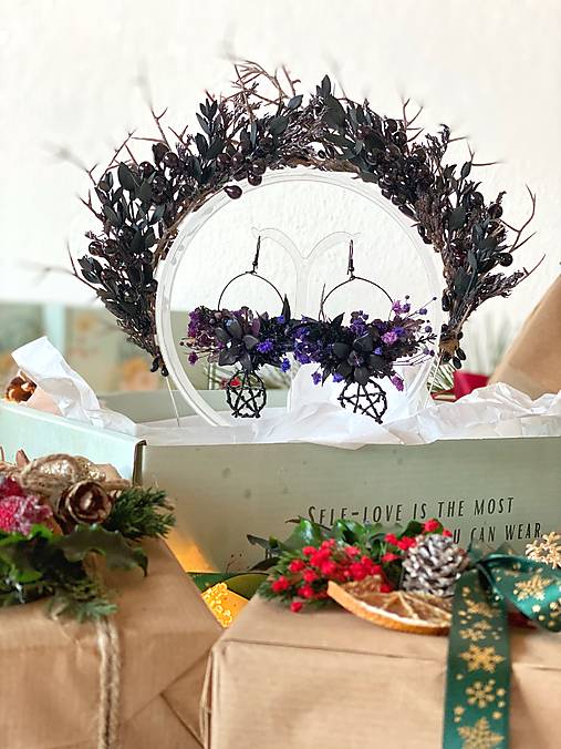 Darčekový box "lesná čarodejka" - korunka, prsteň a náušnice