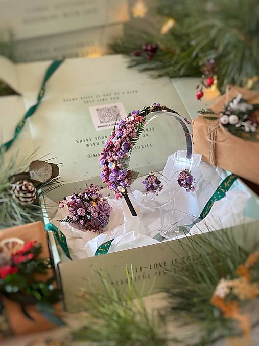 Darčekový box "záblesky stmievania" - čelenka, brošňa a náušnice