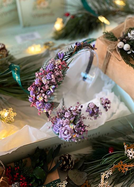 Darčekový box "záblesky stmievania" - čelenka, brošňa a náušnice