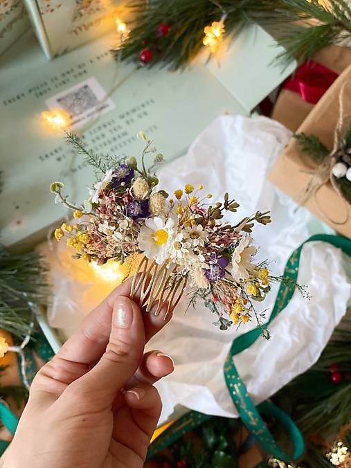 Darčekový box "prvý jarný pozdrav " - venček, hrebienok a náušnice